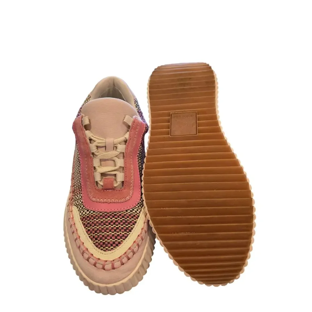 Dolce Vita Pink Multi Woven Platform‎ Sneakers Womens Lace Up Casual Shoes